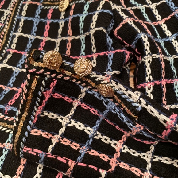 Multicolored Embroidered Tweed Jacket Size S - Picture 6 of 12